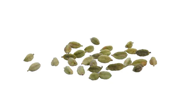 Hromada Zeleného Kardamomu Elaichi Nebo Sušených Plodů Elettaria Cardamomum Střihací — Stock fotografie