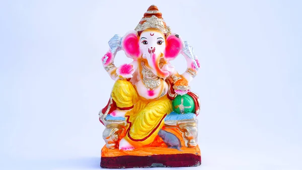 Indian God Idol Statue Isolated White Maa Laxmi Lord Ganesha — Stock Photo, Image