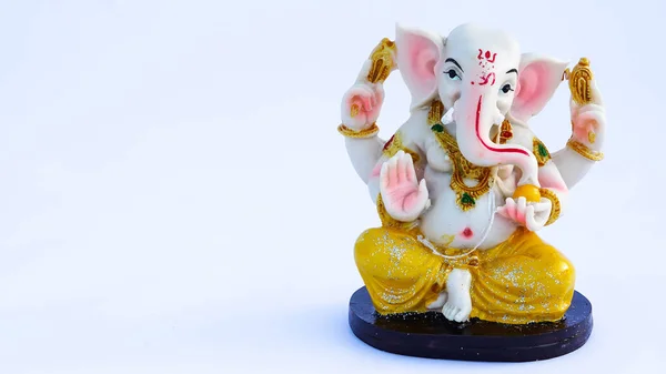 Indiai Isten Bálvány Vagy Szobor Elszigetelt Fehér Maa Laxmi Ganesha — Stock Fotó