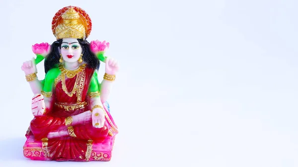 Indisk Guddommelig Avgud Eller Statue Isolert Hvitt Laksmi Med Lord – stockfoto