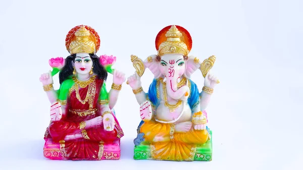 Intialainen Jumalapatsas Tai Valkoinen Patsas Maa Laxmi Lordi Ganeshan Adijoogin — kuvapankkivalokuva