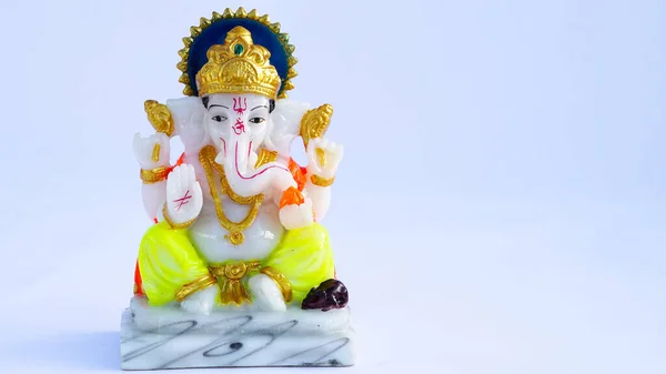 Indiai Isten Bálvány Vagy Szobor Elszigetelt Fehér Maa Laxmi Ganesha — Stock Fotó