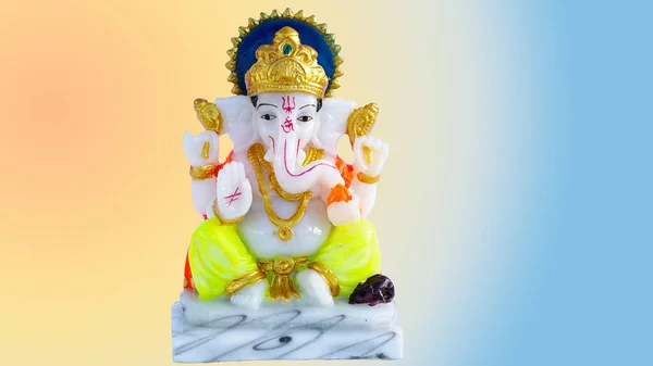 Happy Ganesh Chaturthi Ganpati Døpefestival Golden Lord Ganesha Skulptur Fargerik – stockfoto