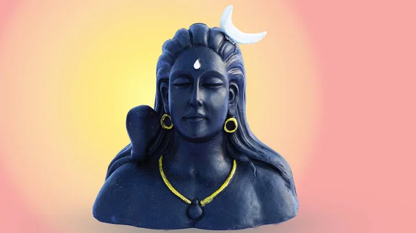 Adiyogi的偶像在五彩斑斓的背景 从独特的不同视角看Diyogi Shiva雕像 — 图库照片