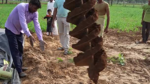 August 2023 Jaipur Rajasthan India Digging Holes Planting Trees Machines — Stock Video