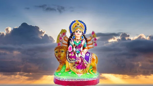 Статуя Индийской Богини Лакшми Ганеши Дурги Лакшми Ганеша Индуистскими Богами — стоковое фото