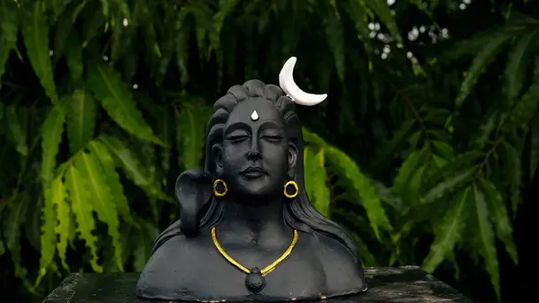 Lord Ganesha Adiyogi Maa Durga Idol Estátua Isolada Fundo Folhas — Fotografia de Stock