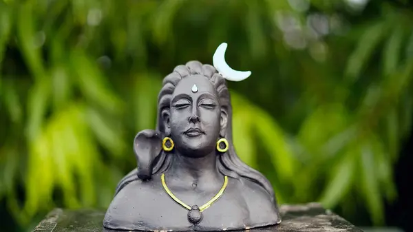 Lord Ganesha Adiyogi Maa Durga Idol Nebo Socha Izolovaná Zeleném — Stock fotografie
