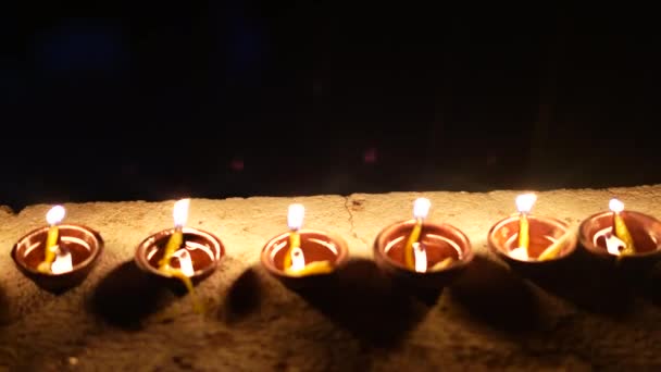 Aceite Llenó Las Luces Diya Antes Inauguración Ram Mandir Diwali — Vídeos de Stock