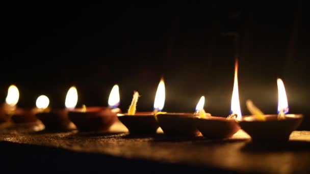 Oil Filled Diya Lit Ram Mandir Inauguration Diwali Festival Lights — Stock Video