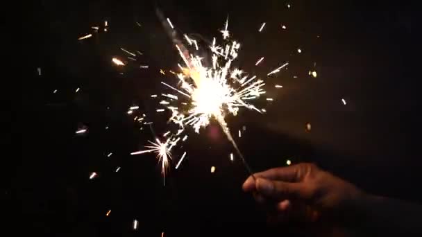 Indian People Lighting Earthen Lamp Diyas Burning Crackers Occasion Ram — Stock Video