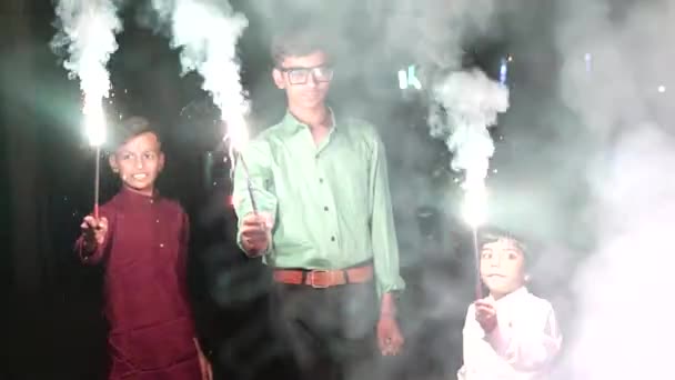 Дівалі Фестиваль Вогнів Відзначений Індусами Джайнами Сикхами — стокове відео