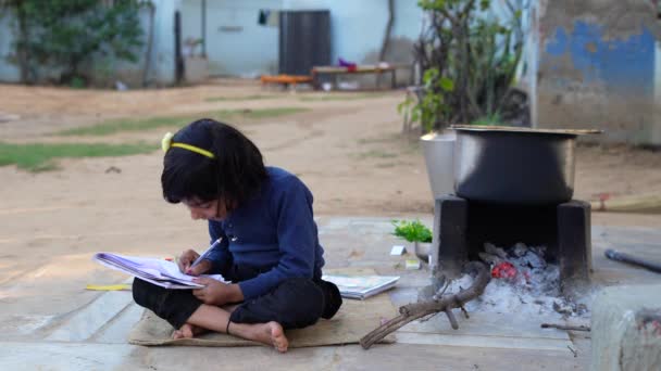 Child Doing School Lesson Home Home Schooling School Education Homework — Stock Video