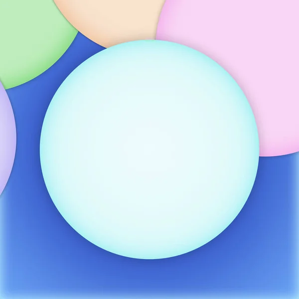 蓝色背景上的蓝色发光圆球 与其他有色圆球的背景相比较 — 图库照片