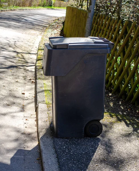 stock image Black trash can for household waste in Germany