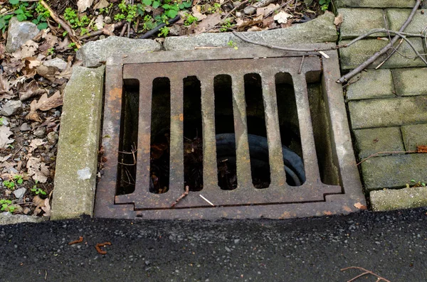 Sewage Sewer Grate Germany Road — Stock Photo, Image