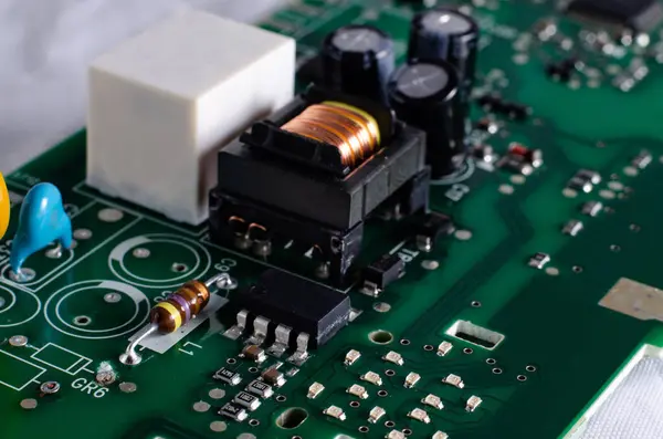stock image Electronic components on a board close-up