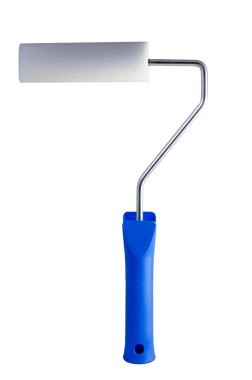 Mavi plastik saplı ve köpüklü boya silindiri