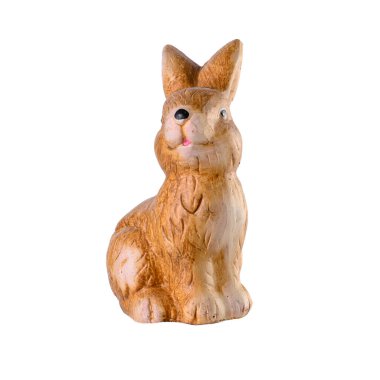 Beyaz arkaplanda Paskalya tavşanı figürü