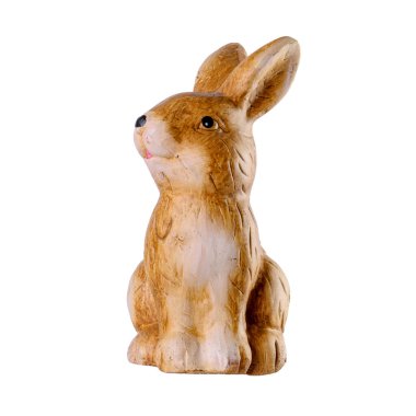 Beyaz arkaplanda Paskalya tavşanı figürü