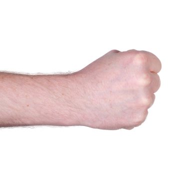 Erkek Yetişkin Yumruğu Beyaz Arkaplanda İzole Edildi