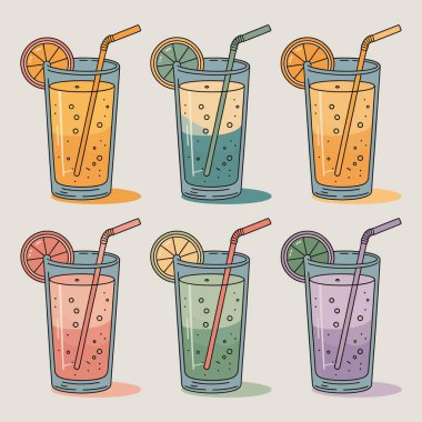 Ferahlatıcı Yaz İçkileri: Renkli İçecek İllüstrasyonu