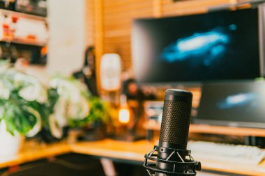 Sinema masası ortamı. Yakın çekim kumaş, bulanık teknoloji arka plan, yaratıcı kullanım için ideal..