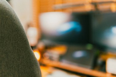 Sinema masası ortamı. Yakın çekim kumaş, bulanık teknoloji arka plan, yaratıcı kullanım için ideal..