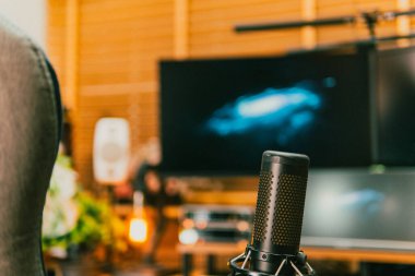 Sinema masası ortamı. Yakın çekim kumaş, bulanık teknoloji arka plan, yaratıcı kullanım için ideal..