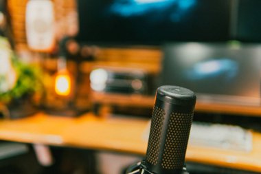 Sinema masası ortamı. Yakın çekim kumaş, bulanık teknoloji arka plan, yaratıcı kullanım için ideal..