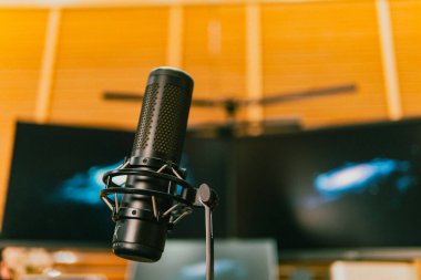 Sinema masası ortamı. Yakın çekim kumaş, bulanık teknoloji arka plan, yaratıcı kullanım için ideal..