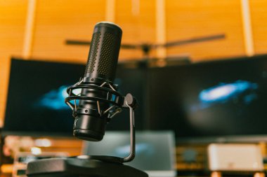 Sinema masası ortamı. Yakın çekim kumaş, bulanık teknoloji arka plan, yaratıcı kullanım için ideal..