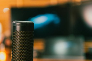 Sinema masası ortamı. Yakın çekim kumaş, bulanık teknoloji arka plan, yaratıcı kullanım için ideal..