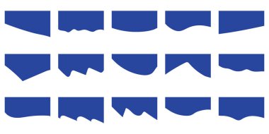 Bölücünün şekli koleksiyonu, web sitesi ve uygulama için modern ayırıcı başlığı. Üst ve alt sayfa web sitesi için soyut tasarım ögesinin dalga koleksiyonu. Vektör İllüstrasyonu. websitesi kenarlık düzeni