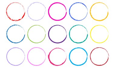 Renkli yuvarlak yuvarlak fırça darbesi koleksiyonu, fırça darbesi boya vektör çizimi. yuvarlak fırça şekil vektörü