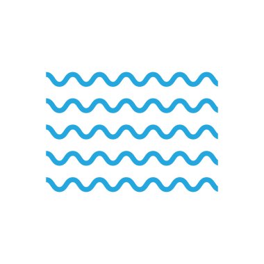 Dalga deseni, dalgalı çizgi, beyaz arkaplanda izole edilmiş mavi dalga ikon vektör çizimi
