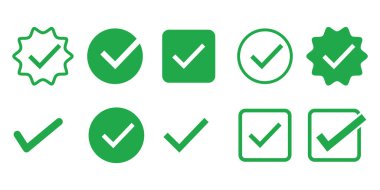 Yeşil İşaretli Simge Koleksiyonu beyaz arkaplan üzerindeki vektör çizim sembolü vektörünü ayarla