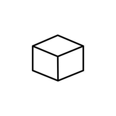 Beyaz arkaplanda 3B küp satırı simgesi vektörü