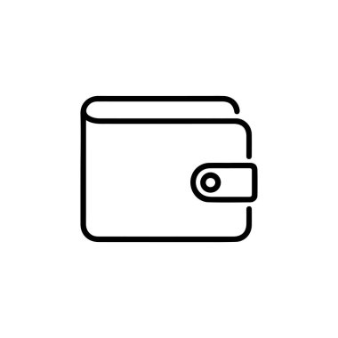 Beyaz arkaplanda cüzdan veya çanta çizgisi simgesi vektörü