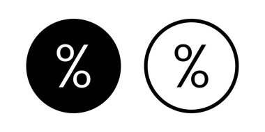 Yüzde simgesi ayarlandı. Beyaz arkaplanda indirim, satış, promosyon sembolü vektörü