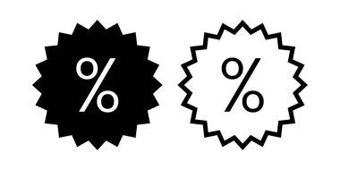 Yüzde simgesi ayarlandı. Beyaz arkaplanda indirim, satış, promosyon sembolü vektörü