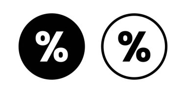 Yüzde simgesi ayarlandı. Beyaz arkaplanda indirim, satış, promosyon sembolü vektörü