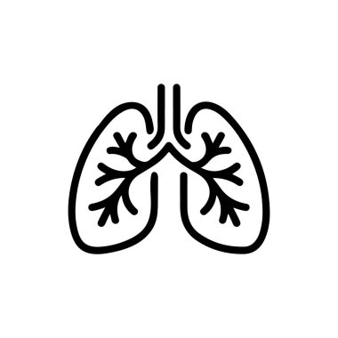 Beyaz arkaplanda akciğer çizgisi simgesi çizimi