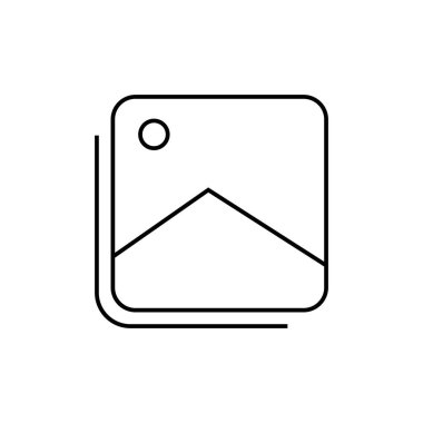 Resim çizgisi ikon vektörü. Beyaz arkaplanda albüm satırı simgesi çizimi