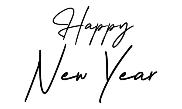 Yeni yılın kutlu olsun, el yazısıyla yazılmış yazı dizaynı. Beyaz arkaplanda yeni yıl kutlamaları için vektör çizimi