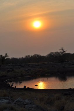 Afrika 'daki gölde gün batımı