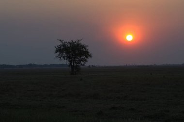 Gölün üzerinde güzel bir gün batımı