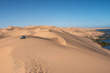 Namib çölünde güzel bir kum tepesi görüntüsü.
