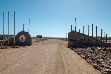 Namibya, Namibya - 18 Ağustos, 2018: Cape Town 'ın girişinin işareti. Kasaba