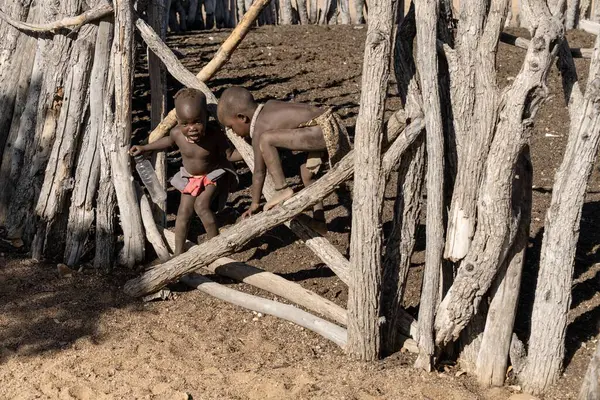 Namibya plajında oynayan çocuklar